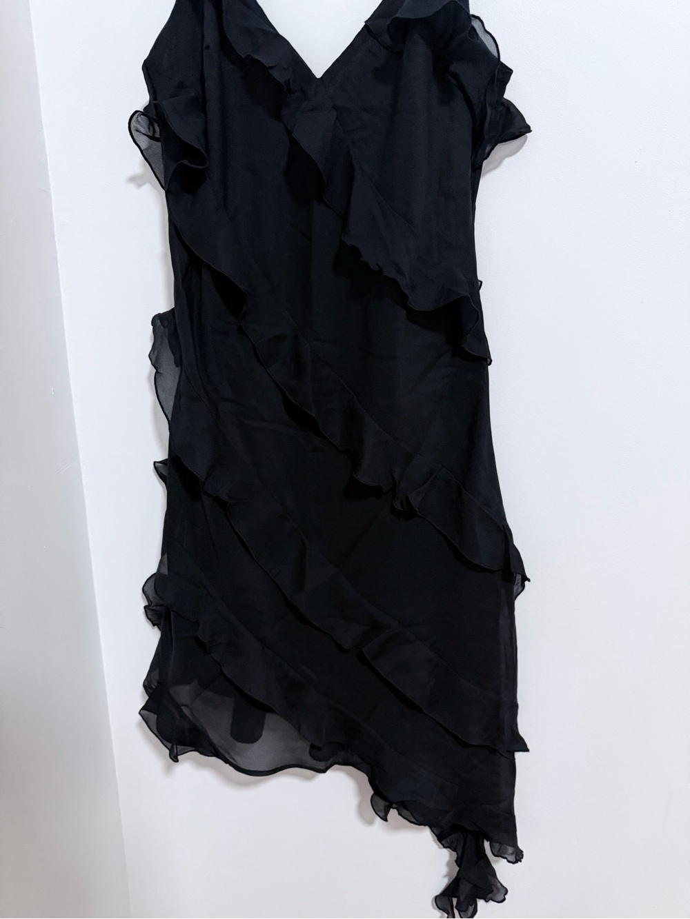Abercrombie & Fitch Black Asymmetrical Ruffle Dress
